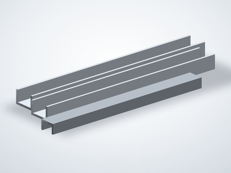 Aluminium / Silver U Profiles – representative illustration